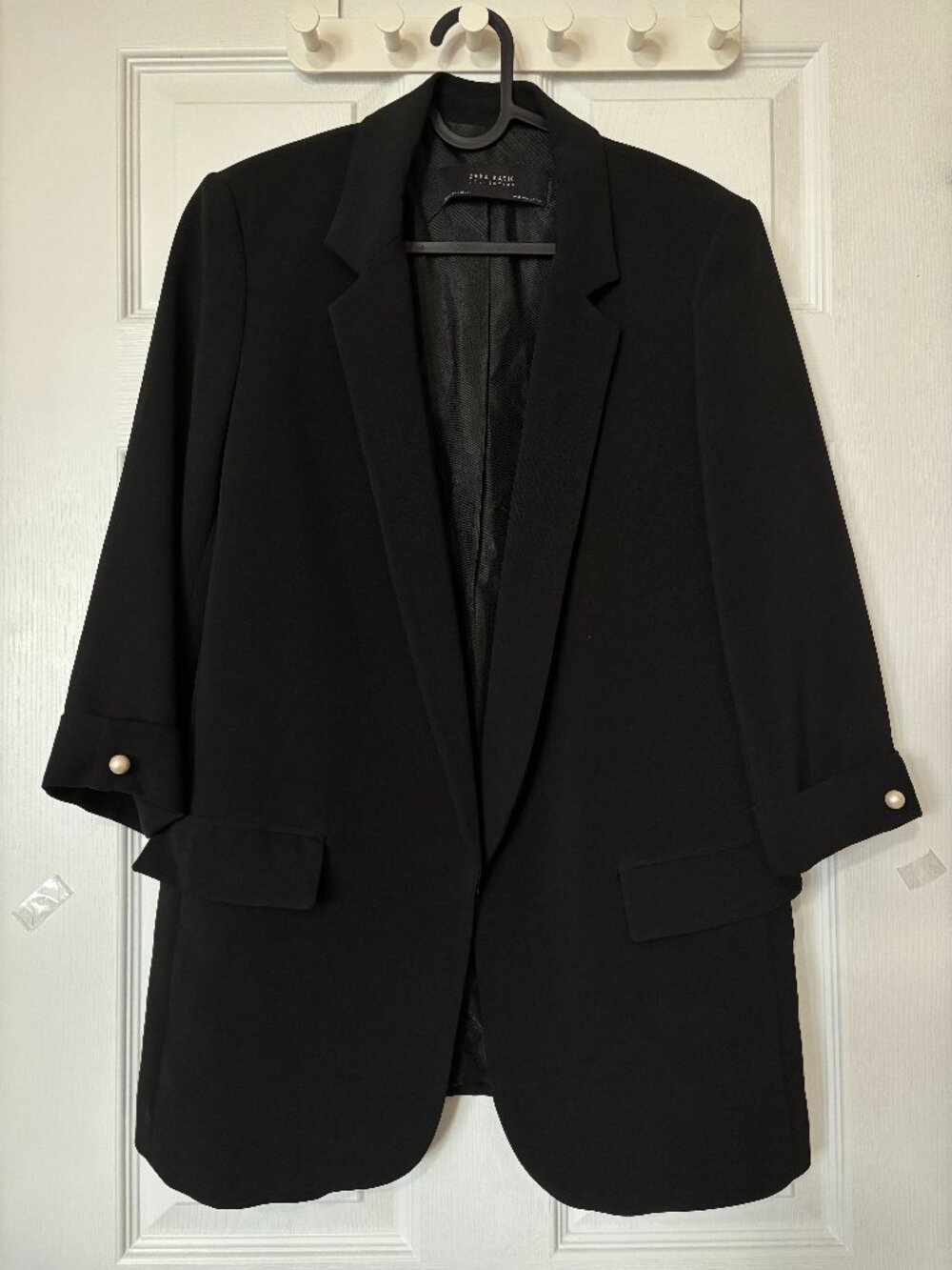 Zara // Black Long Line Open Blazer (Size S)